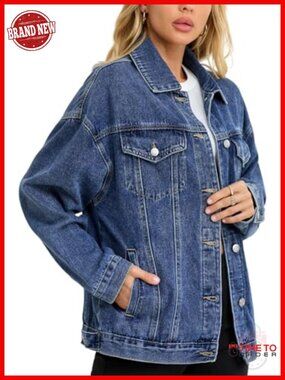 Oversize Denim Jacket Trucker Coat with Distressing